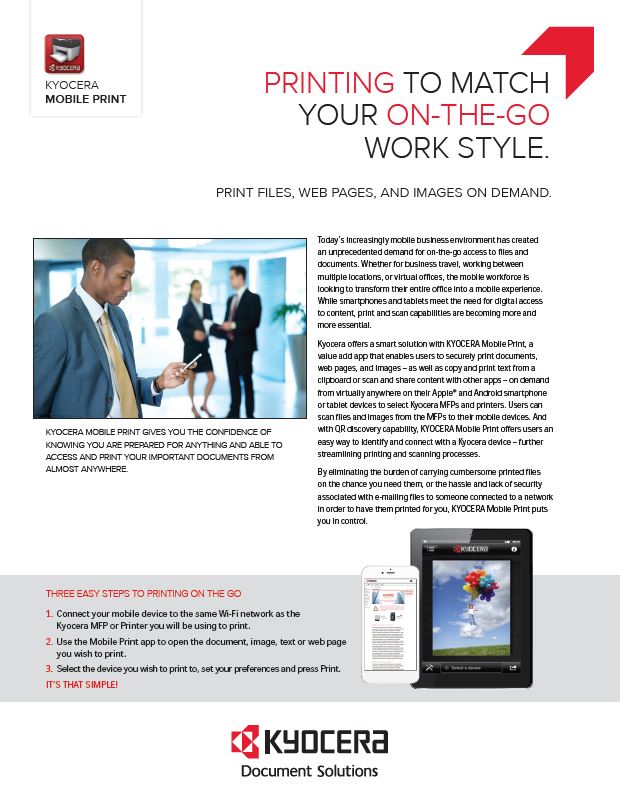Kyocera, Software, Mobile, Cloud, Kyocera, Mobile Print, Johnnie's Office Systems